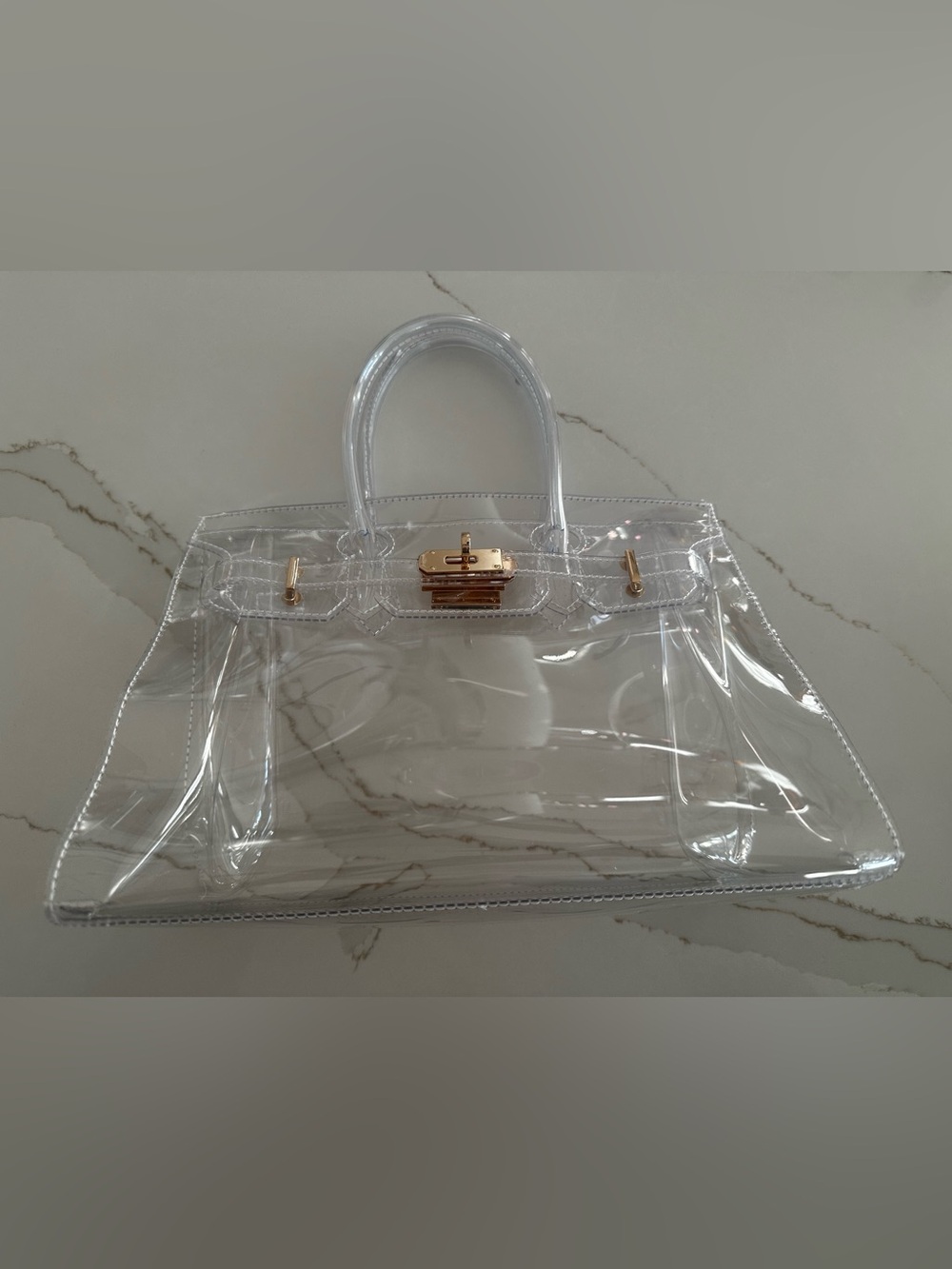 Boatkin Clear Jelly Transparent Tote Bag with Gold Hardware - Picture 8 of 12